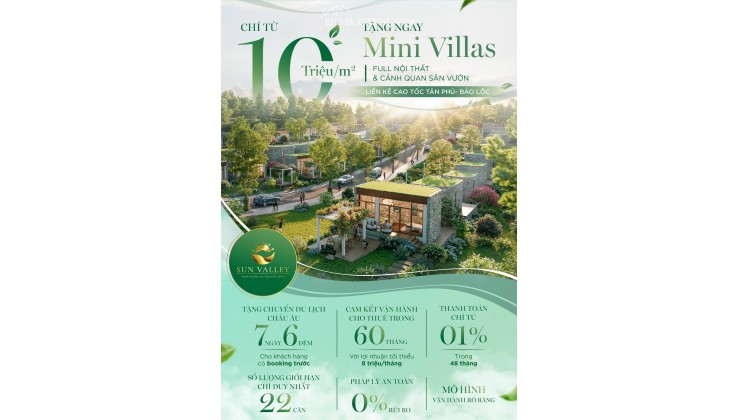 CHỈ TỪ 10 TRIỆU ĐỒNG/M2 TẶNG NGAY VILLAS FULL NỘI THẤT VÀ CẢNH QUAN SÂN VƯỜN HOÀN THIỆN